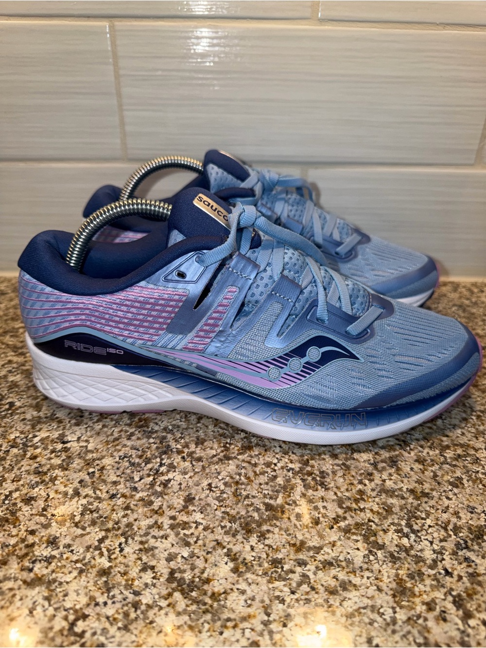 Saucony Women's Light Blue & Navy Running Sneakers with Pink Accents
